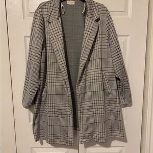 MELLODAY Gray Plaid Trench Coat